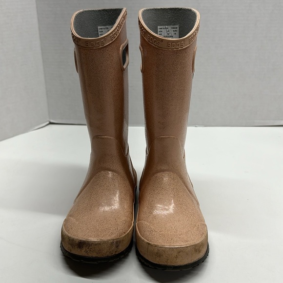 Bogs Rain Boots Pull On Waterproof Boot Pink Sparkle Glitter Kids Youth Size 13 - Picture 2 of 8